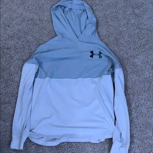 Under armor gray and white Long sleeved hoodie